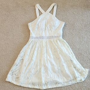 Francesca's criss cross necked white dress